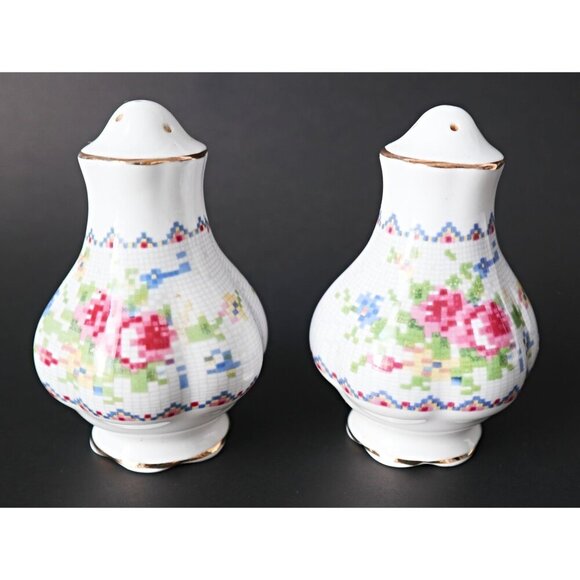Vintage Royal Albert Petit Point Salt and Pepper - Picture 1 of 5